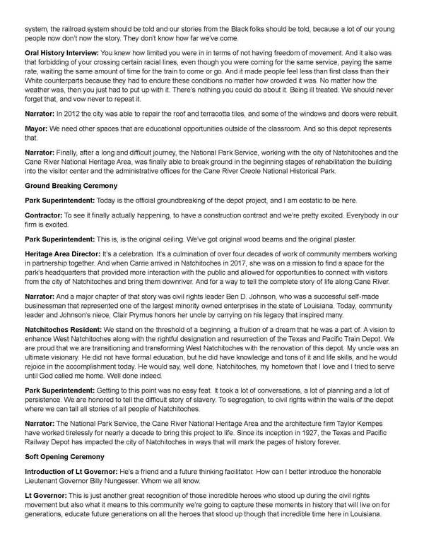 Tracks of Unity Depot Documentary Script Page 3