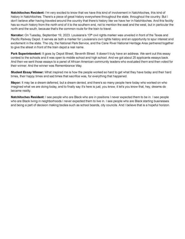 Tracks of Unity Depot Documentary Script Page 4