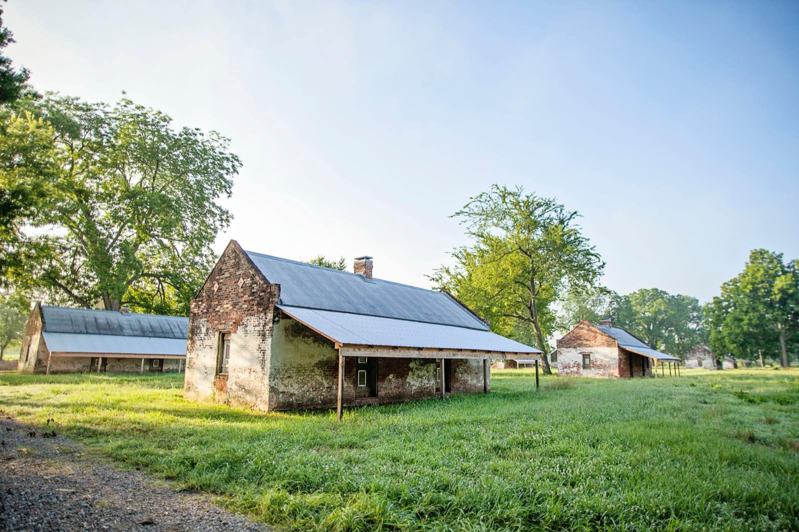 Brick cabins built in the 1840s to house enslaved workers on Magnolia Plantation, later homes for tenant farmers