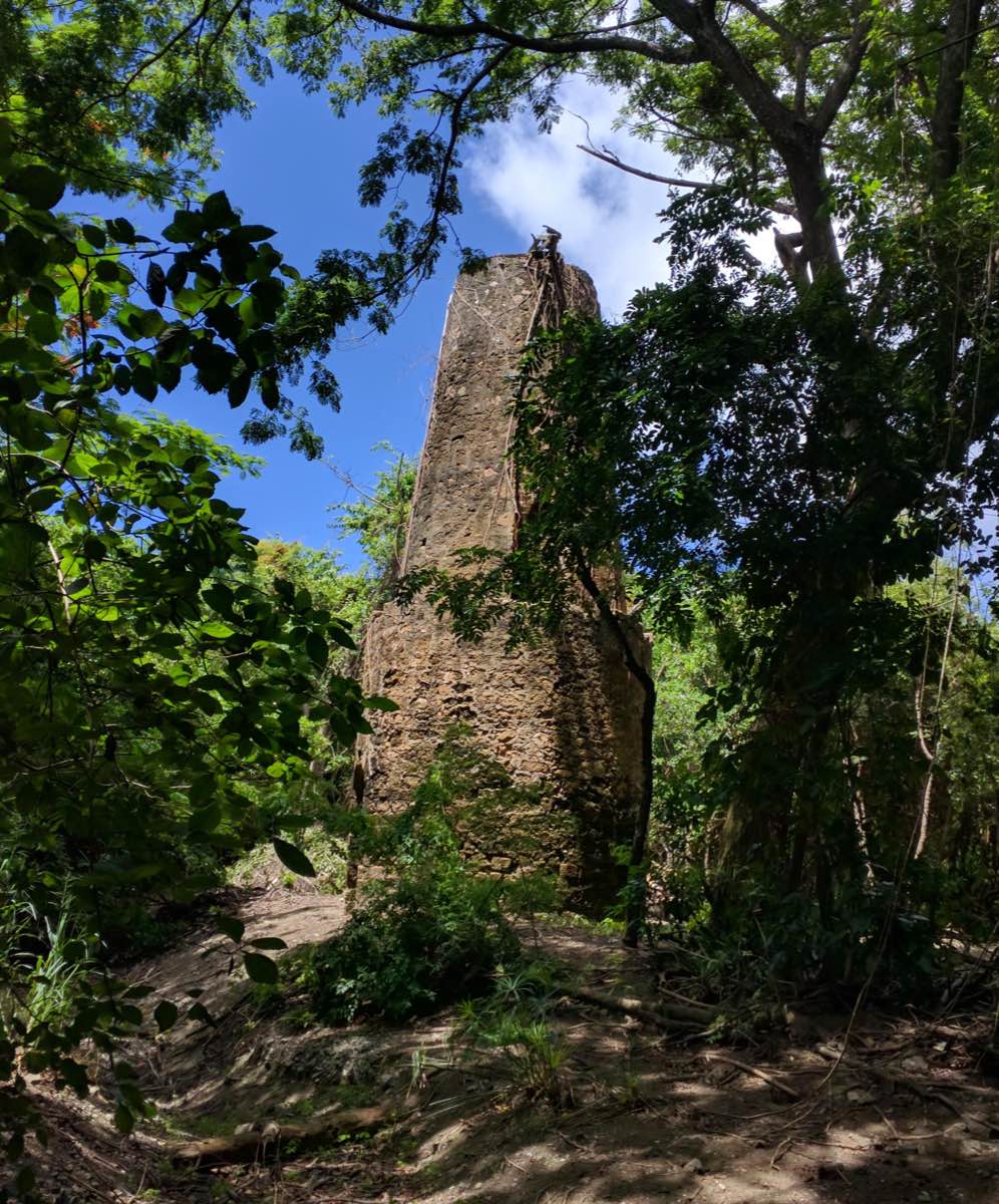 Brick and coral block masonry well tower that used wind power to move water from Salt River to neighboring plantation estates