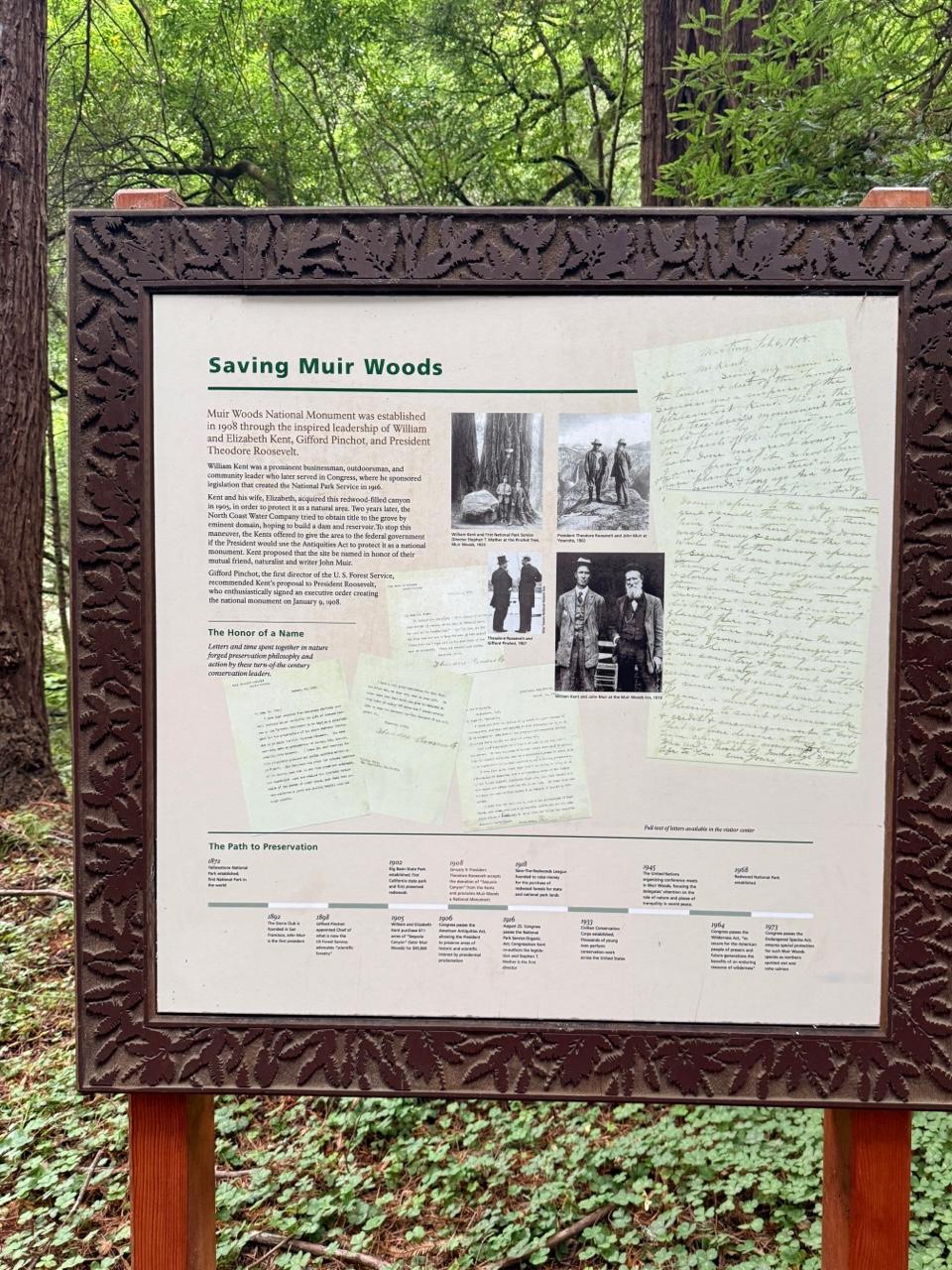 Saving Muir Woods sign after sticky notes removed