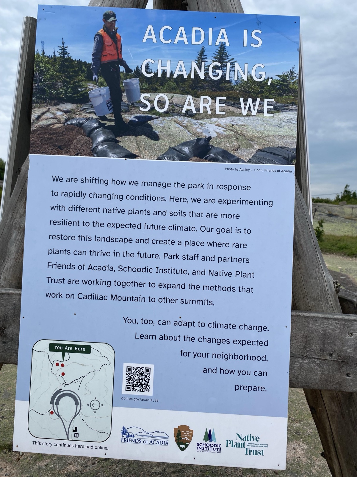 (Summits Tripod Three) ACADIA IS CHANGING, SO ARE WE (water buckets background) — before