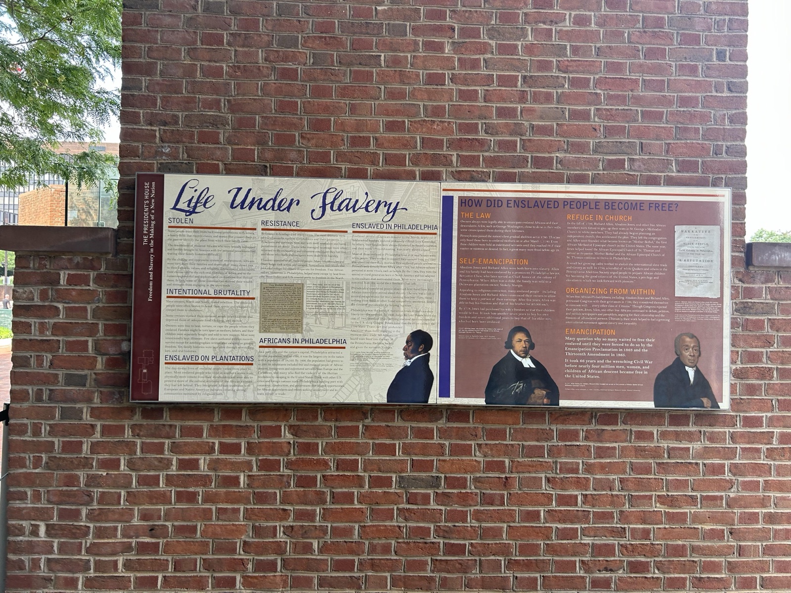 "Life Under Slavery" (two panels that go together as one display) — before