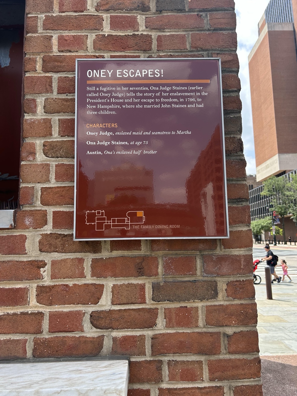 "Oney Escapes!" (plaque next to a TV monitor) — before